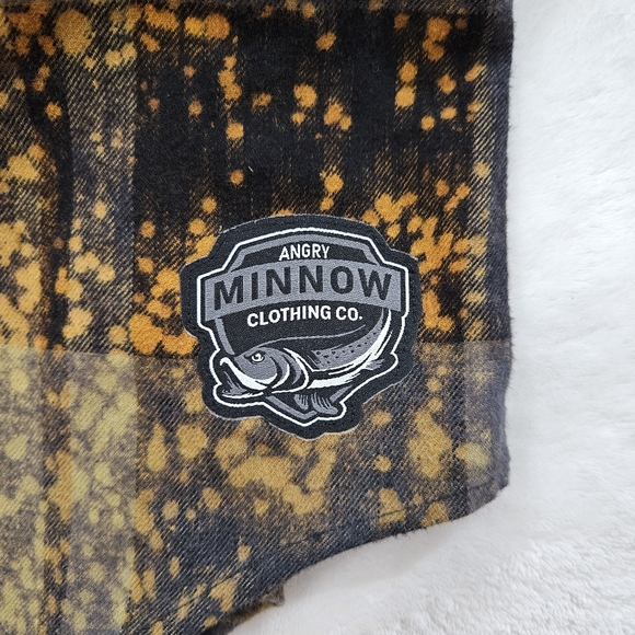 Angry Minnow Clothing Co. Flannel in Yellow & Black Tie-Dye Women’s Size M - Picture 5 of 7